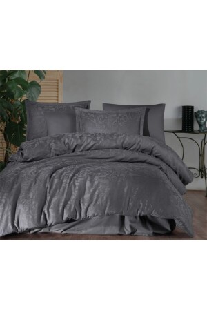 Hemera Anthracite V1 Jacquard Cotton Satin Double Duvet Cover Set clasy - Clasy