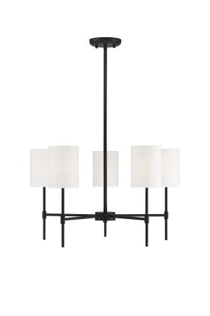 Henna 5-Piece Black Modern Chandelier with White Lampshade HENN-SYH-05 - BSA LIGHTING