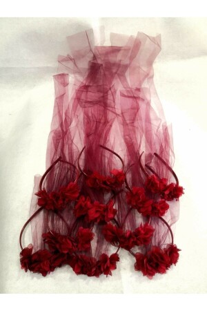 Henna Night Laser Rose Tüll Brautjungfernkrone (Burgund) 10er Pack Laser Rose Crown Claret Red hsdtyu7896 - HİSARAKSESUAR