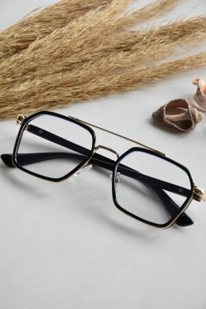 Henry Unisex Women Men Black Silver Detail Blue Light Protection Blue Block New Season Vintage Glasses lookuphenry - LOOKUP NEW