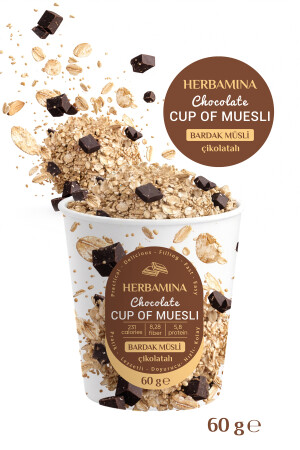 Herbamina Chocolate Flavored Muesli in a Cup - 60 gr - Herbamina