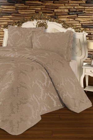 Hercai Kappuccino Double Jacquard Pike Set HercaiPike - Çt Çeyizci Tekstil