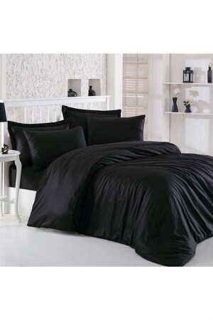 Hermosa Ranforce Cotton Double Duvet Cover Set - Black M000123 - Mulberry