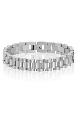 Herrenarmband aus glänzendem und mattem Stahl 316 L, Grau, Ed02 - Chavin