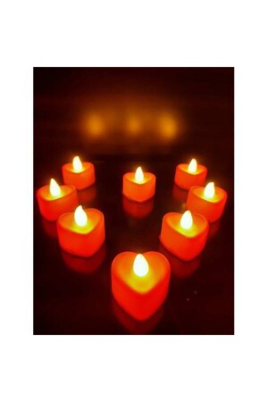 Herz-LED-Kerze, 12 Stück, LED-Handrose, batteriebetrieben, herzgemusterte Liebes-LED-Kerzen - Aker Hediyelik