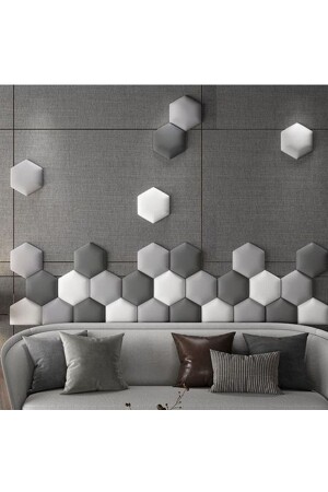 Hexagon Fabric Covered 3d Wall Panel Set (12 PCS) walldecor001 - DeccoStil