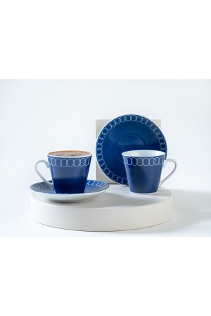 Hexagon Porselen 2'li Kahve Fincanı Takımı 80 Ml Lacivert 10037546 - English Home