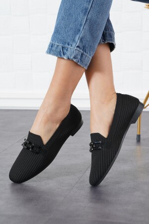 Heyra Buckle Knitwear Women's Ballerina Black 105 23Y97110 - Moda Pie