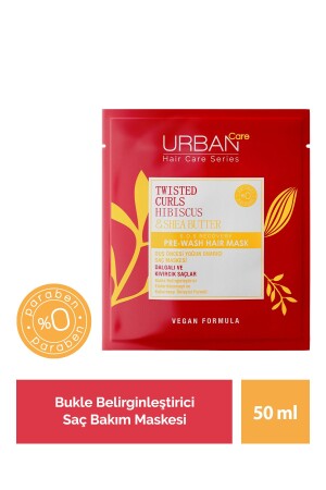 Hibiskus- und Sheabutter-Haarpflegemaske für lockiges und welliges Haar vor dem Duschen, 50 ml – vegan - Urban Care