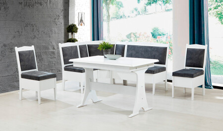 Hicran Kitchen Corner Set White - Gray - Cadde Yıldız
