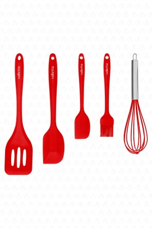 Hidalgo Heat Resistant Fireproof Nonstick 5 Piece Silicone Baking Serving Set Red - Valletta