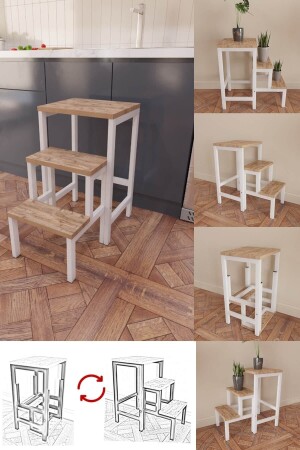 Hidden Folding Multi-Purpose Folding Ladder-flowerpot-coffee table H. s. H. S. - Fahrettin Küçük