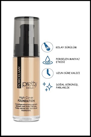 High Cover Porcelain Foundation with High Coverage Effect No:3 - Pretty Beauty