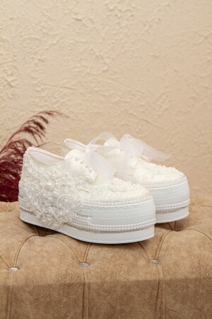 High Heeled Pearl Laced Wedding Dress Evening Dress Shoes - Daruga