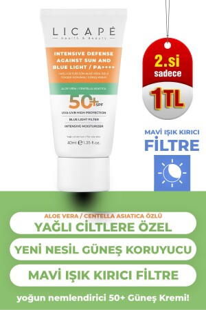 High Protection +50 Factor Sun Cream with Aloe Vera Extract for Oily Skin 40ml - Licape