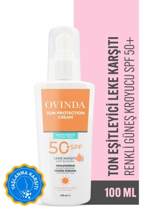 High Protection Anti-Blemish and Skin Tone Equalizing SPF 50 Color Tinted Sun Cream 100 ml - Ovinda