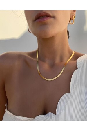High Quality 316l Steel Italian Crushed Gold Color Chain Necklace 45 Cm - Genel Markalar