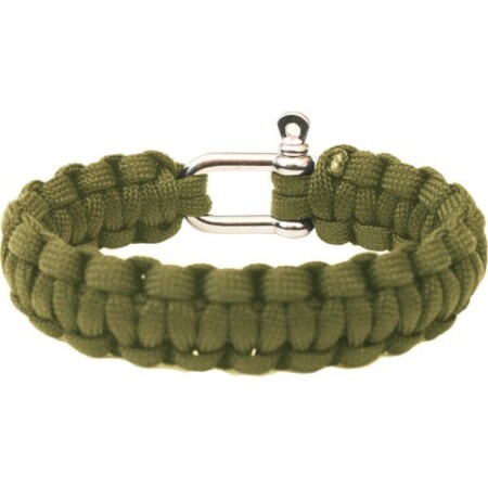 Highlander parachute cord bracelet, metal clasp, olive color - Highlander