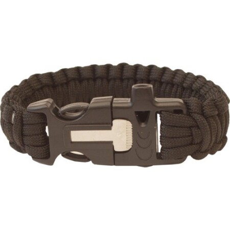 Highlander paraşüt ipi bileziği, üç uçlu mızrak, düdük, siyah çakmak taşı - Highlander