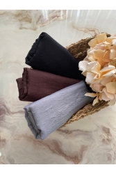 Hijab Bamboo Kraş 3-teiliges Schal-Set (schwarz-bitterbraun-grau) - Mode Scarf