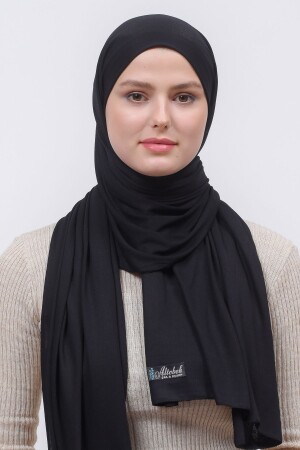 Hijab Combed Cotton Shawl Plain Black - Altobeh