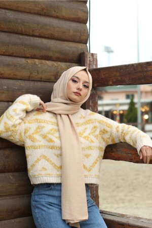 Hijab-Crash-Jazz-Schal aus Baumwolle, Modell – Beige - Organic