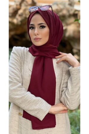Hijab Damen-Jazz-Schal aus Baumwolle, Modell: Burgunderrot - Har-Um Ticaret