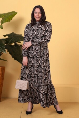 Hijab Dress Summer Women's Hijab Clothing Large Size Pleated Dress Stone 8686sevimG2 - Ferace