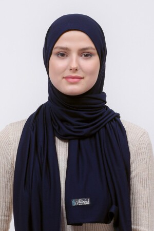 Hijab-Schal aus gekämmter Baumwolle, einfarbig, Marineblau - Altobeh
