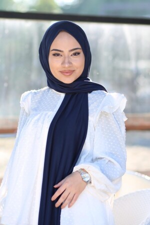 Hijab-Schal aus gekämmter Baumwolle, Modell – Marineblau - Organic
