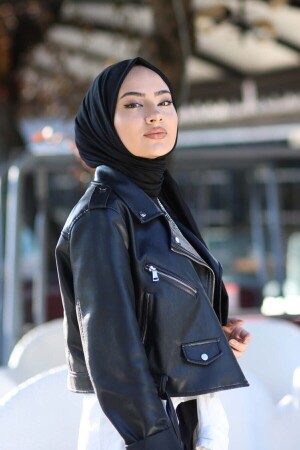 Hijab-Schal aus gekämmter Baumwolle, Modell – Schwarz - Organic