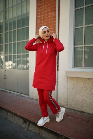 Hijab Tracksuit Set with Striped Sleeves - Cng Moda