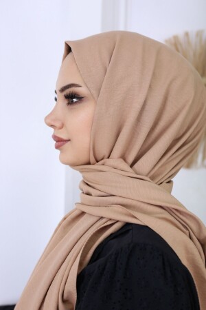 Hijab Women's Cotton Jazz Shawl Model _ Dark Beige - Feronis