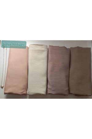 Hijab Women's Cotton Jazz Shawl Model-Set of 4 Stone-beige-dark Mink -light Mink - Har-Um Ticaret