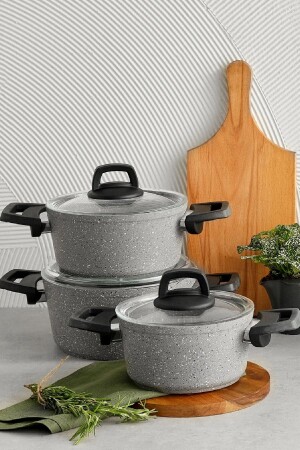 Hira Biogranit 6 Piece Midi Cookware Set Gray 153. 03. 08. 2710 - Karaca