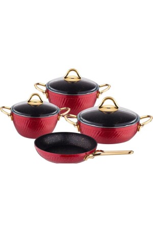 Hira Granite 4-Piece Pot Set Red K-597 Özkent K-597 Hira - Özkent