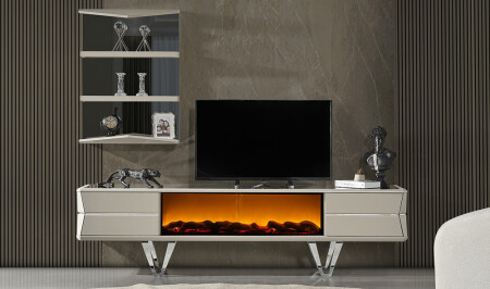 Hisar Luxury TV Unit with Fireplace - Cadde Yıldız