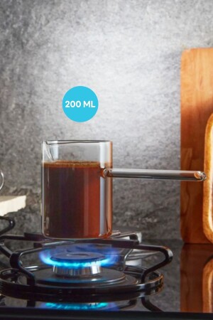 Hitzebeständige Kaffeekanne aus Borosilikatglas, moderne, stilvolle, feuerbeständige, transparente Kaffeekanne, 200 ml, CZV-100 - evikonu