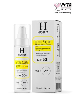 Hızlı Emilen Yapışkanlık Hissi Bırakmayan Güneş Koruyucu SPF50-PA--50ml-One Stop Sun Screen Cream H10021 - Hoito