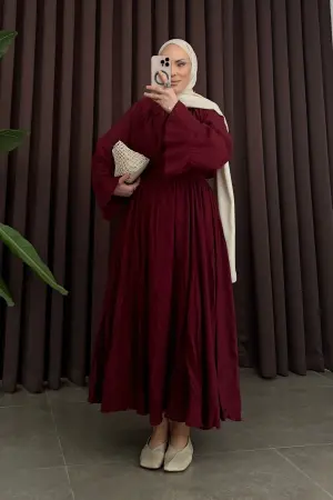 HM Model Cotton Voile Skirt Set Burgundy - Nuuwears