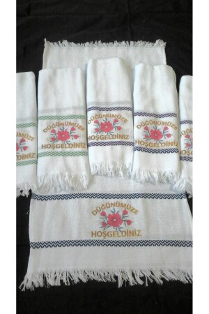 Hochzeitshandtuch, 12-teilig, Auto-Konvoi-Handtuch mit Blumen- oder Evil-Eye-Perlenmuster - Kelebektekstil