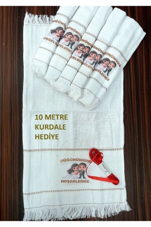 Hochzeitshandtuch, Autohandtuch, Konvoi-Handtuch, 12er-Pack mit Geschenkband, Yenigd 12301 - yörük tuhafiye