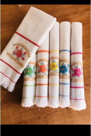 Hochzeitshandtuch, Autohandtuch, Konvoihandtuch, 12 Stück, Willkommen zu unserer Hochzeit. Schulhandtuch, geblümt 743 - yörük tuhafiye
