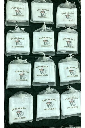 Hochzeitshandtuch, Tüllbeutel, Hochzeitshandtuch, Autohandtuch, Konvoi-Handtuch, 12 Stück verpackt, Beutel 743 - yörük tuhafiye