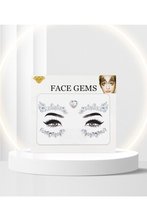 MNZ-Holographic Heart Self-Adhesive Crystal Face Stone Face Sticker BPythc23s - BP Tattoo
