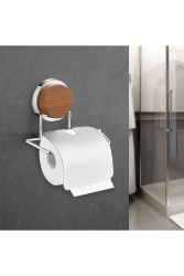 Holzgemusterter Magic Fix Magic selbstklebender, verchromter WC-Papierhalter MGK-712W - Okyanus Home