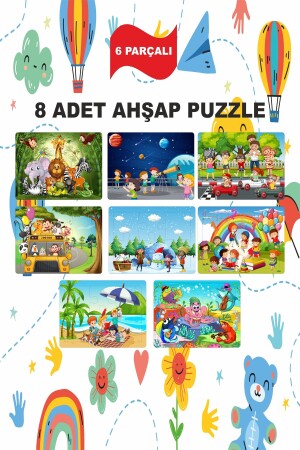 Holzpuzzle für Kinder, 6-teilig, 8-teilig, pädagogisches Tutorial - 212Toyzz