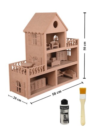 Holzspielzeug-Barbie-Haus + Holzminiatur-Spielzeugmöbel-Set - Özka Hobi Ahşap