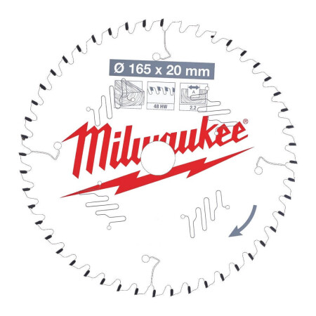 Holztrennscheibe MILWAUKEE CSB P W 165x20x2.2 48ATB - Milwaukee Accessories