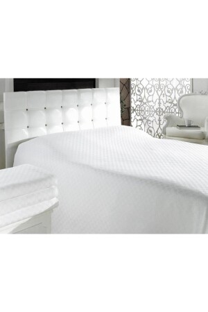 Home Checkerboard Pattern Pique Double 200 * 240 White Bedspread DAMAPİKE02 - Lotus